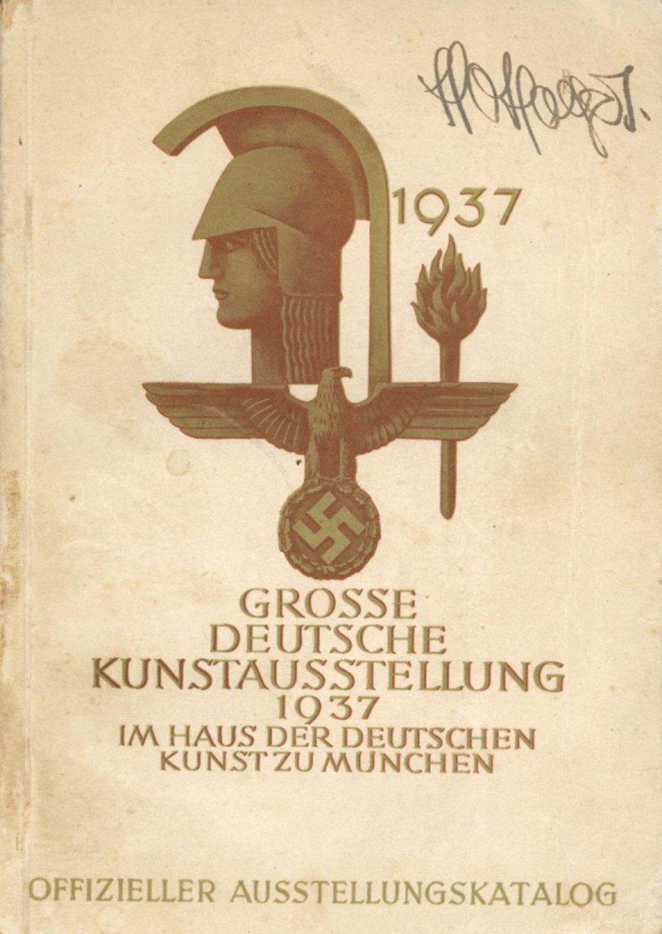 HDK Katalog 1937 mit Widmung und Unterschrift von Hoyer, Hermann Otto s. Abbildung Seite 48 Am