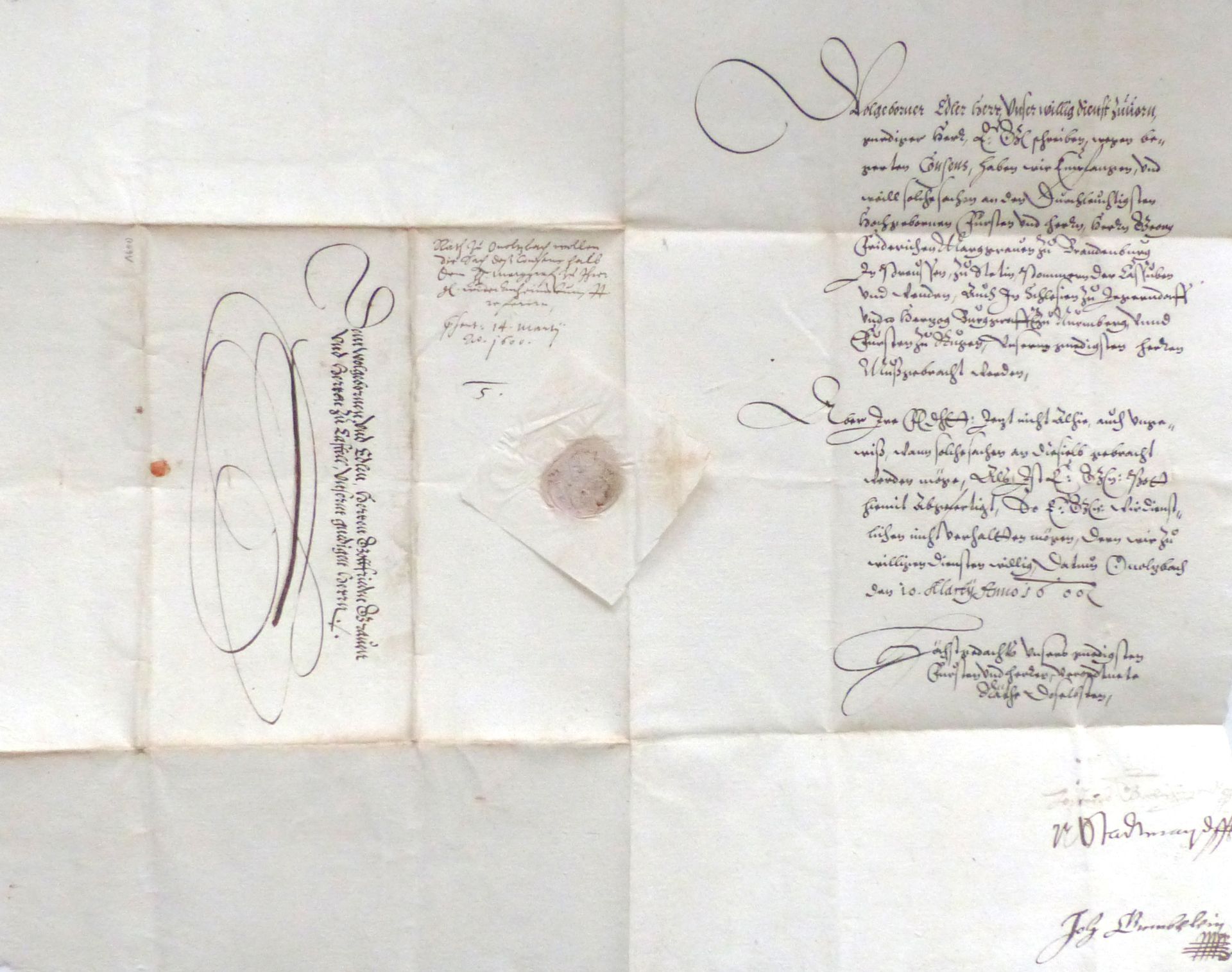 Alt-Brief 2 seitiger Brief mit Papier Siegel von 1600 in gutem Zustand R!