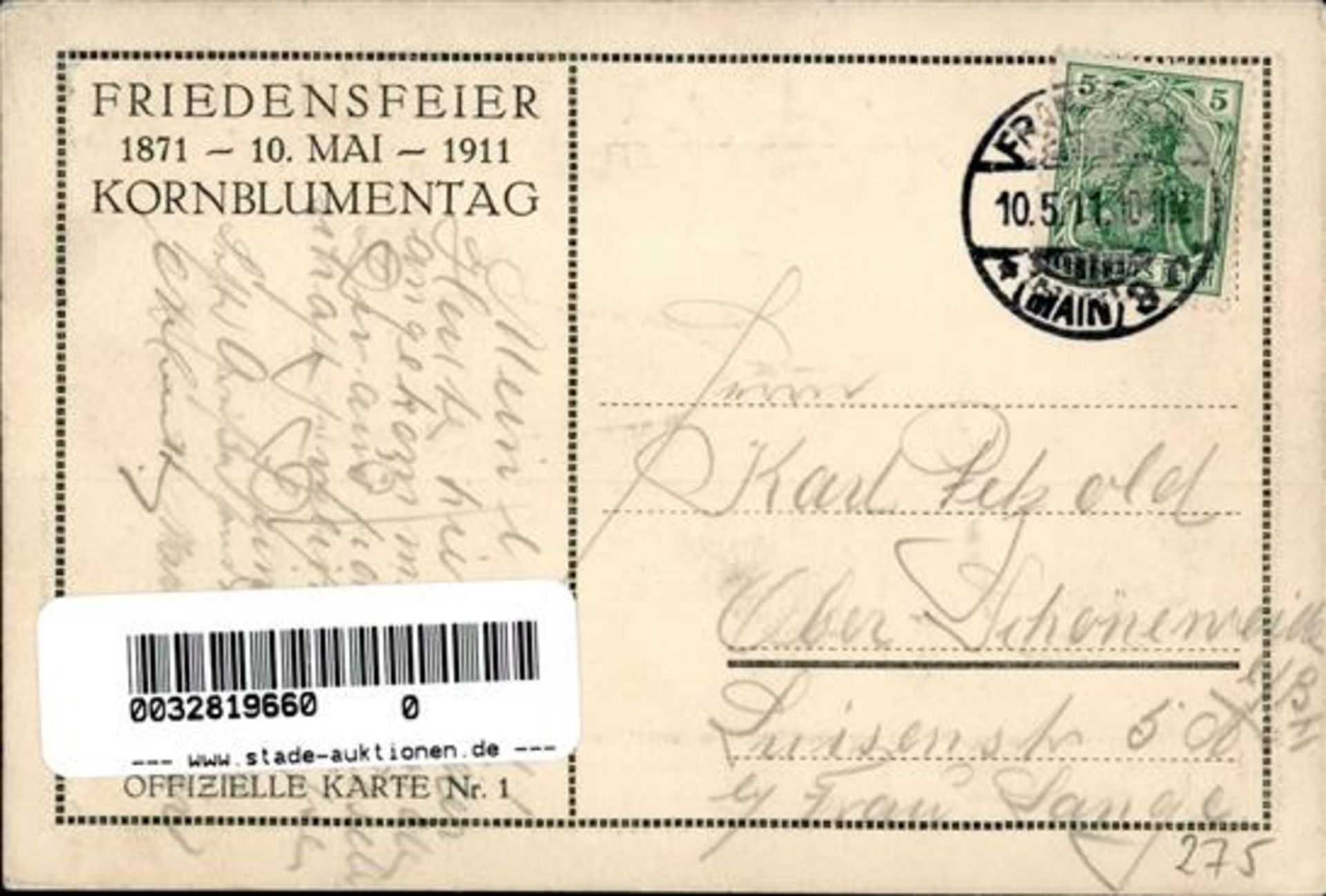 Jungnickel Friedensfeier Kornblumentag 1911 I-II - Bild 2 aus 2