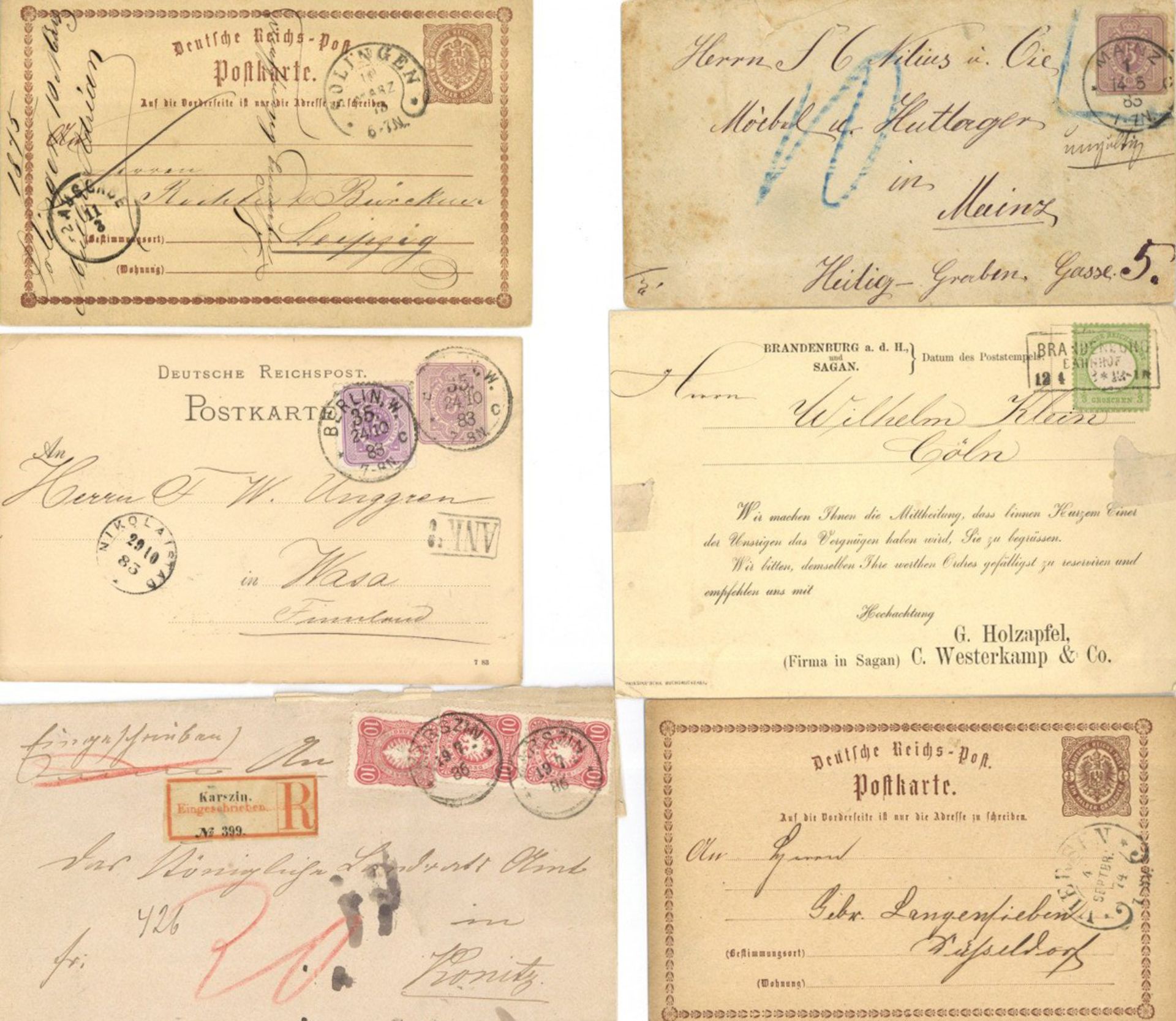 Deutsches Reich 1872/80 ca. 50 Briefe, Karten und ungebrauchte und gebrauchte Ganzsache, dabei