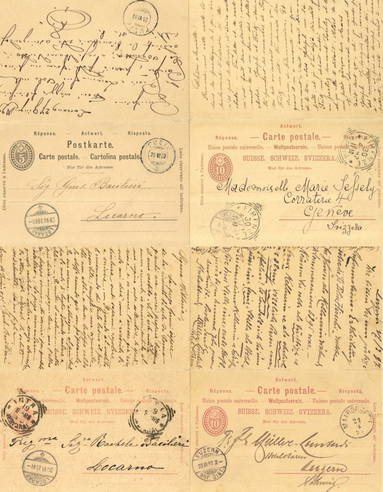 Schweiz 1877/1900 ca.21 ungebrauchte und gebrauchte Ganzsachenpostkarten mit bezahlter Antwort,