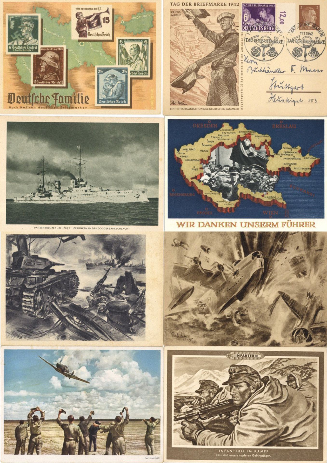 WK II Partie mit circa 100 Ansichtskarten dazu 2 Kunstdrucke von Willrich und Ebner I-II
