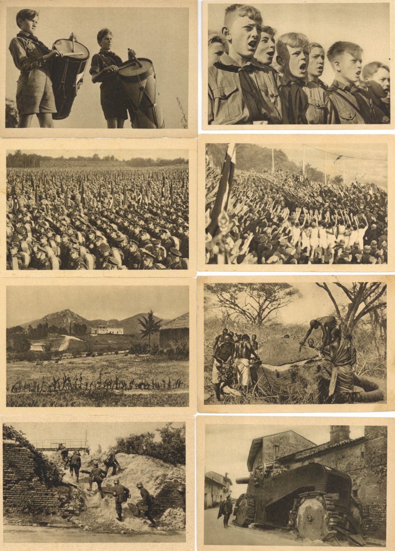 WHW WK II 1933/34 Album mit circa 100 Lotterie Ansichtskarten Deutsche Geschichte und Kultur I-II