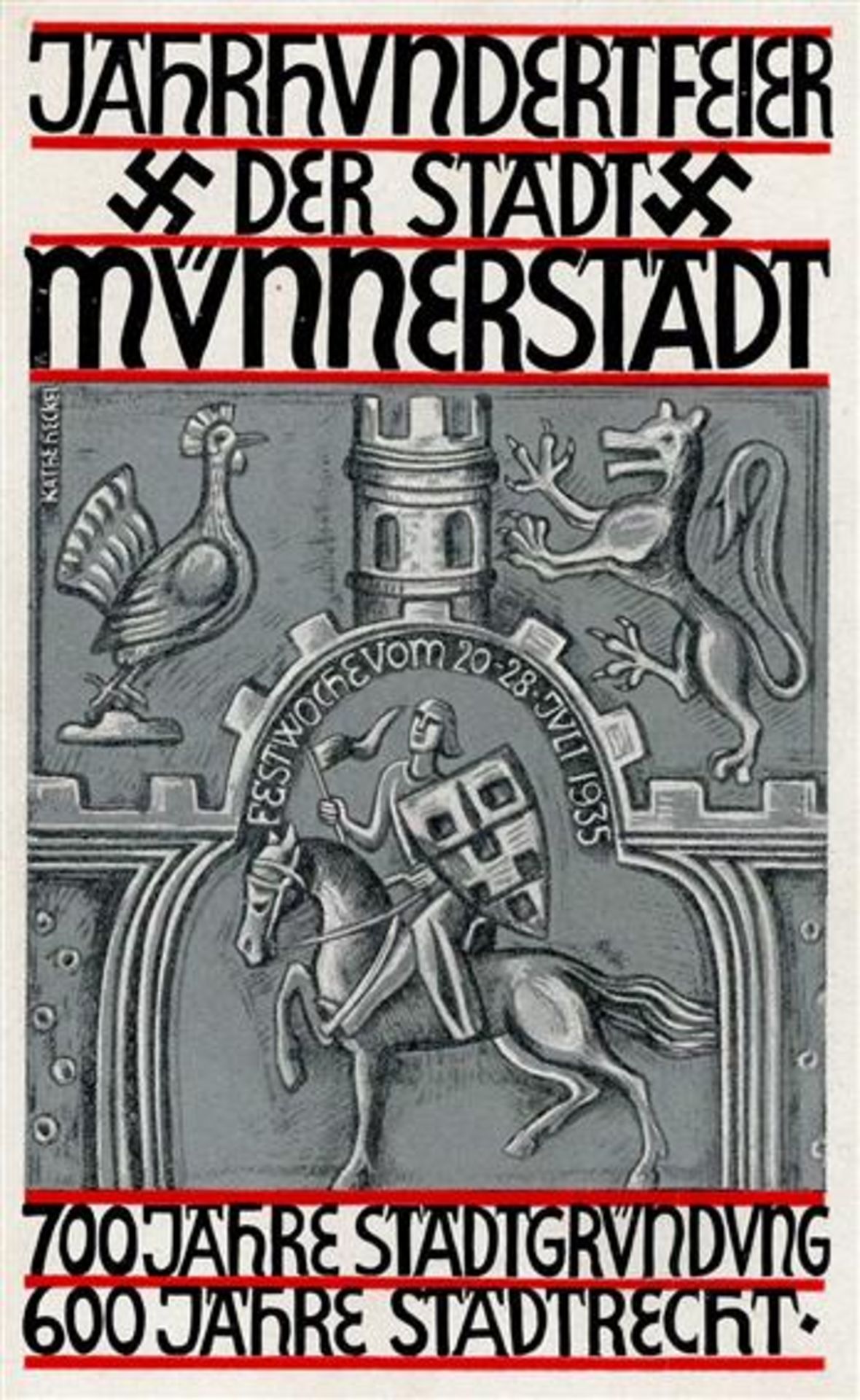 MÜNNERSTADT WK II - Festpostkarte JAHRHUNDERTFEIER Stadt Münnerstadt 1935 I-II