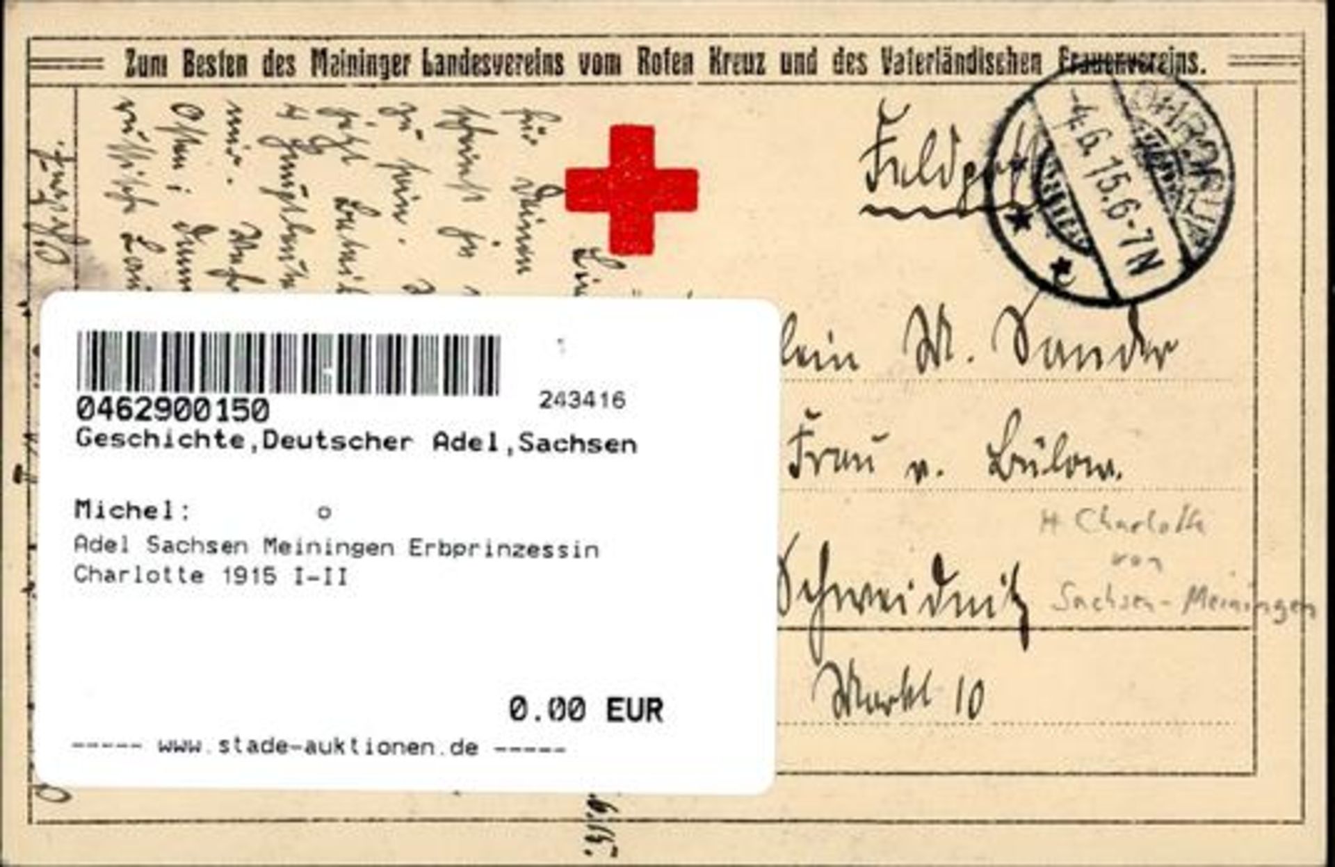 Adel Sachsen Meiningen Erbprinzessin Charlotte 1915 I-II - Bild 2 aus 2