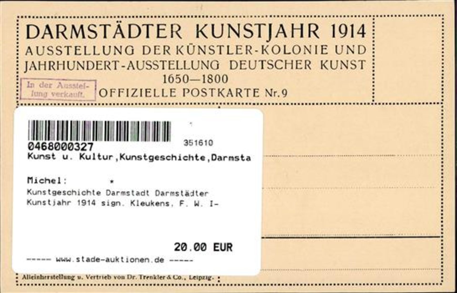 Kunstgeschichte Darmstadt Darmstädter Kunstjahr 1914 sign. Kleukens, F. W. I- - Bild 2 aus 2