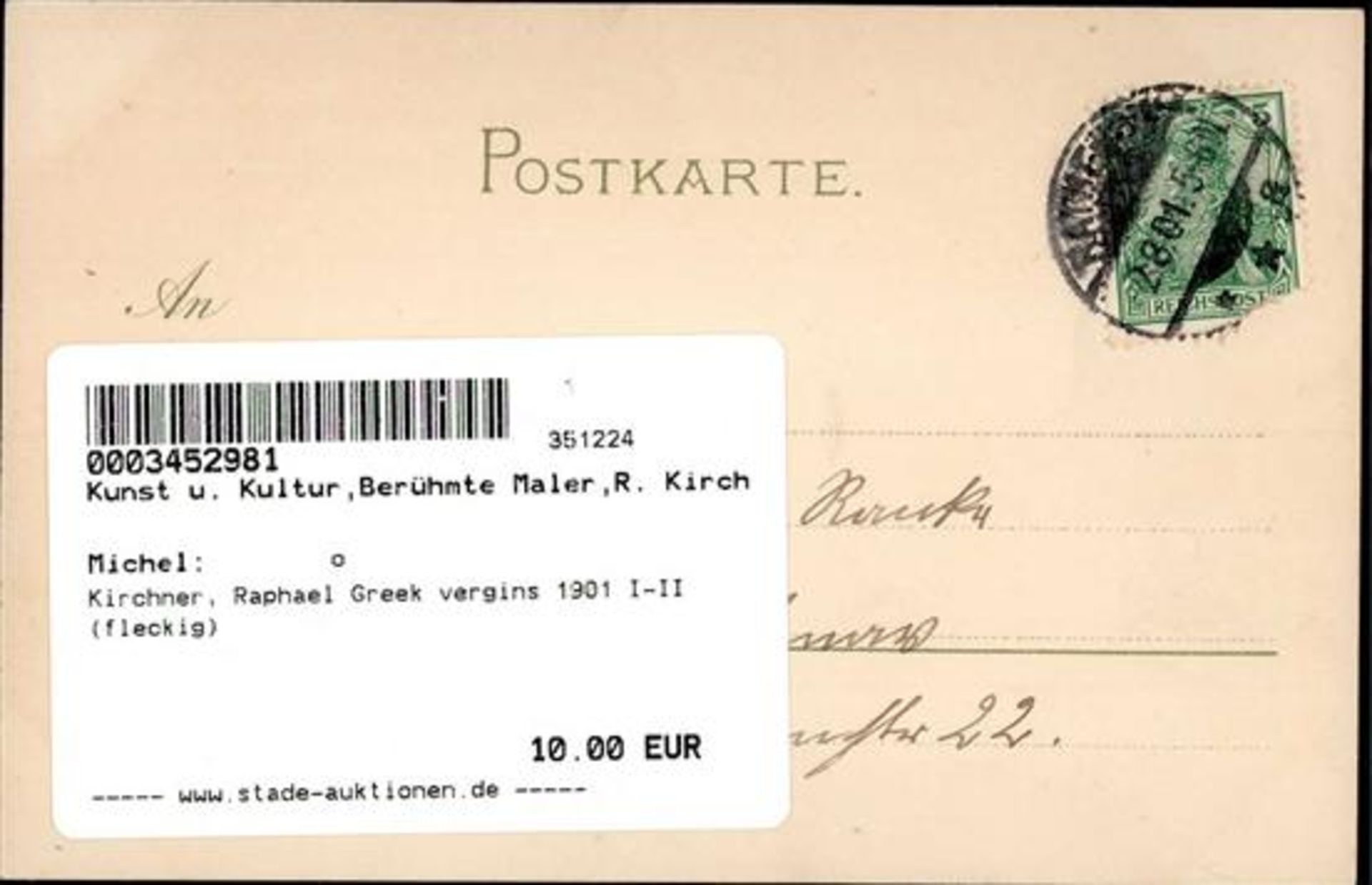 Kirchner, Raphael Greek vergins 1901 I-II (fleckig) - Bild 2 aus 2