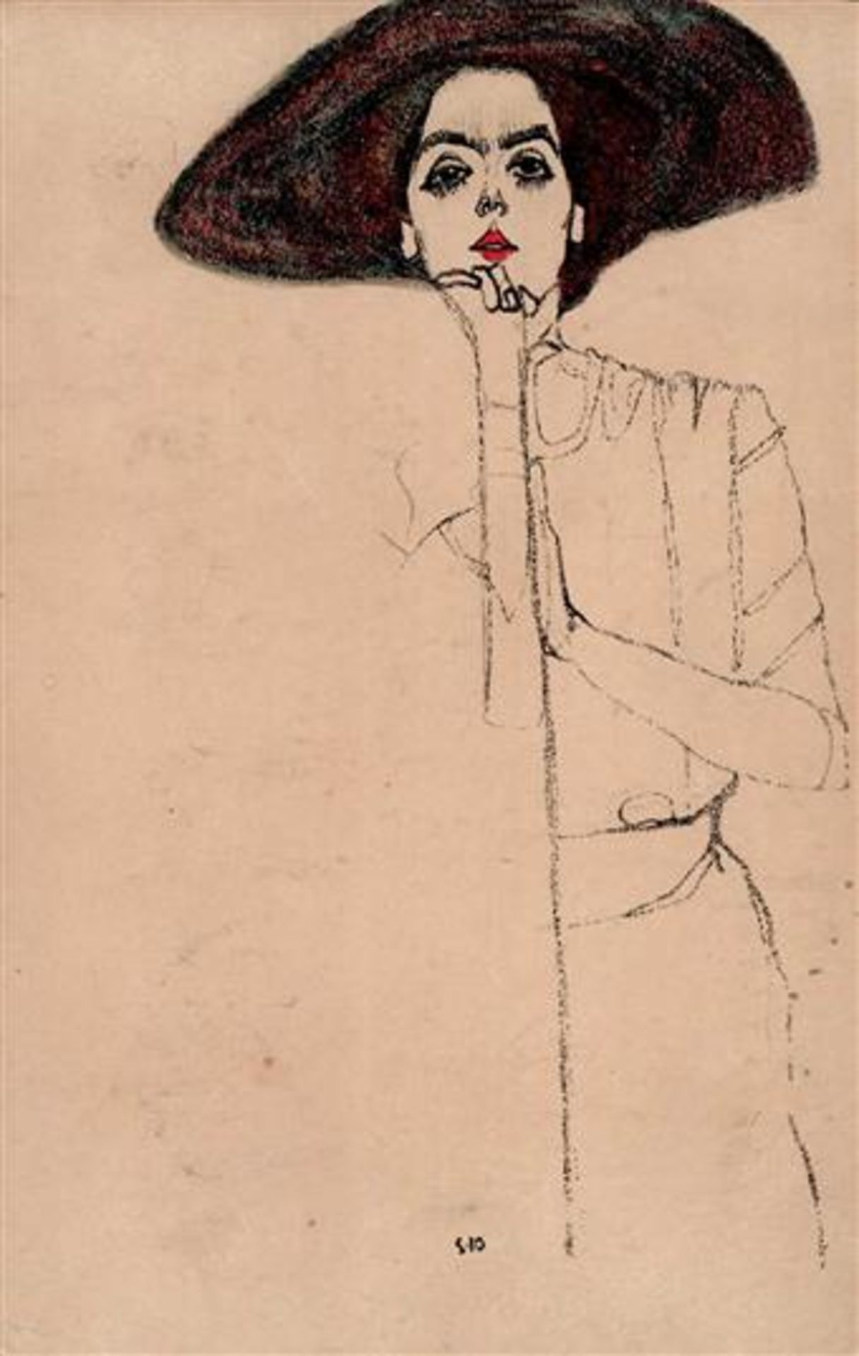 Wiener Werkstätte 290 Schiele, Egon Frauenportrait 1907 II (Eckbüge, fleckig)