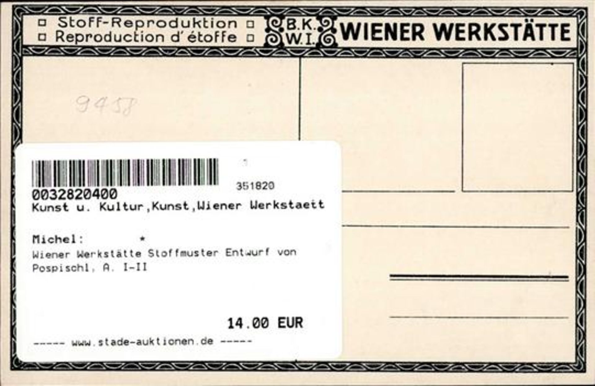 Wiener Werkstätte Stoffmuster Entwurf von Pospischl, A. I-II - Bild 2 aus 2