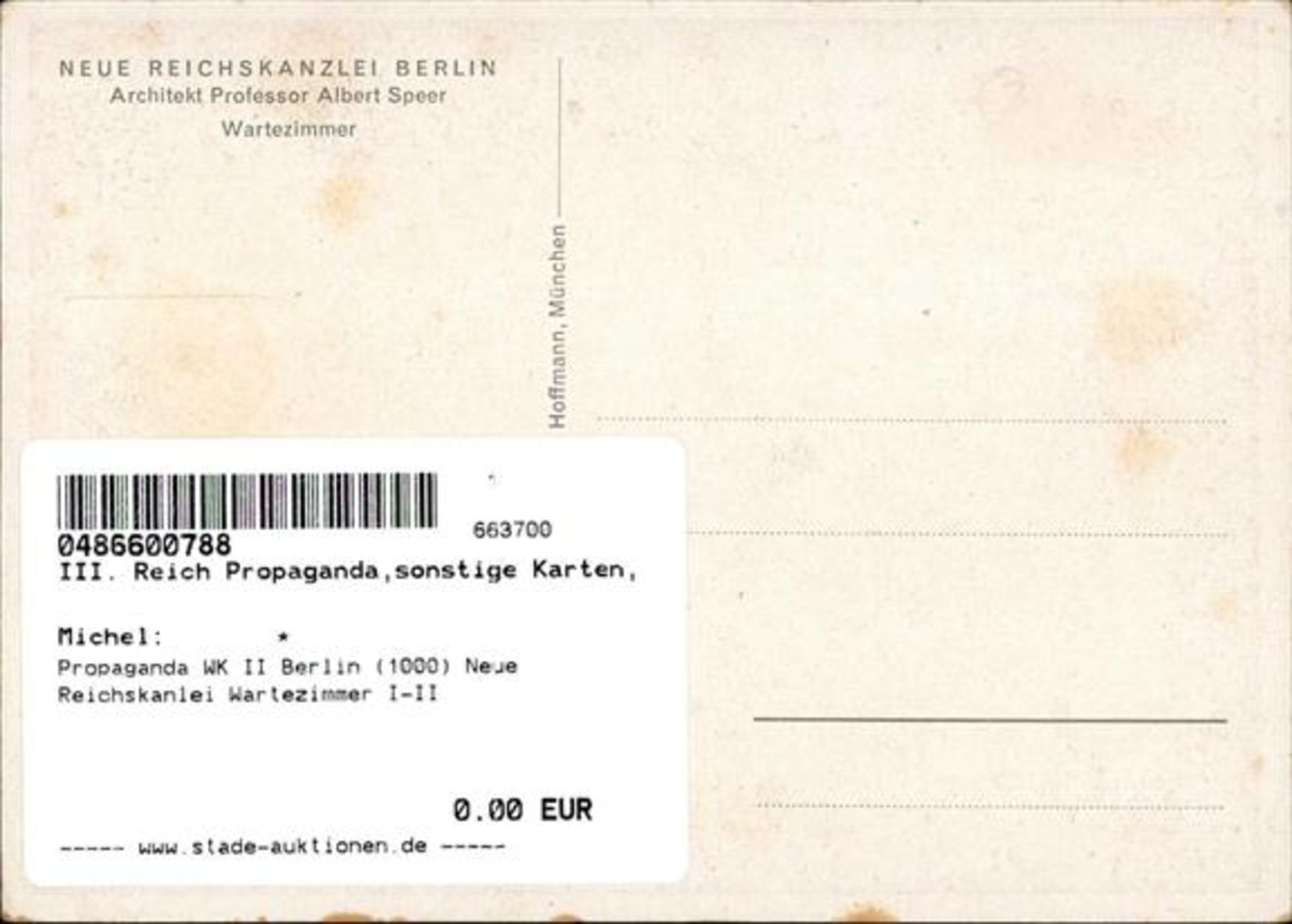 Propaganda WK II Berlin (1000) Neue Reichskanzlei Wartezimmer I-II - Bild 2 aus 2