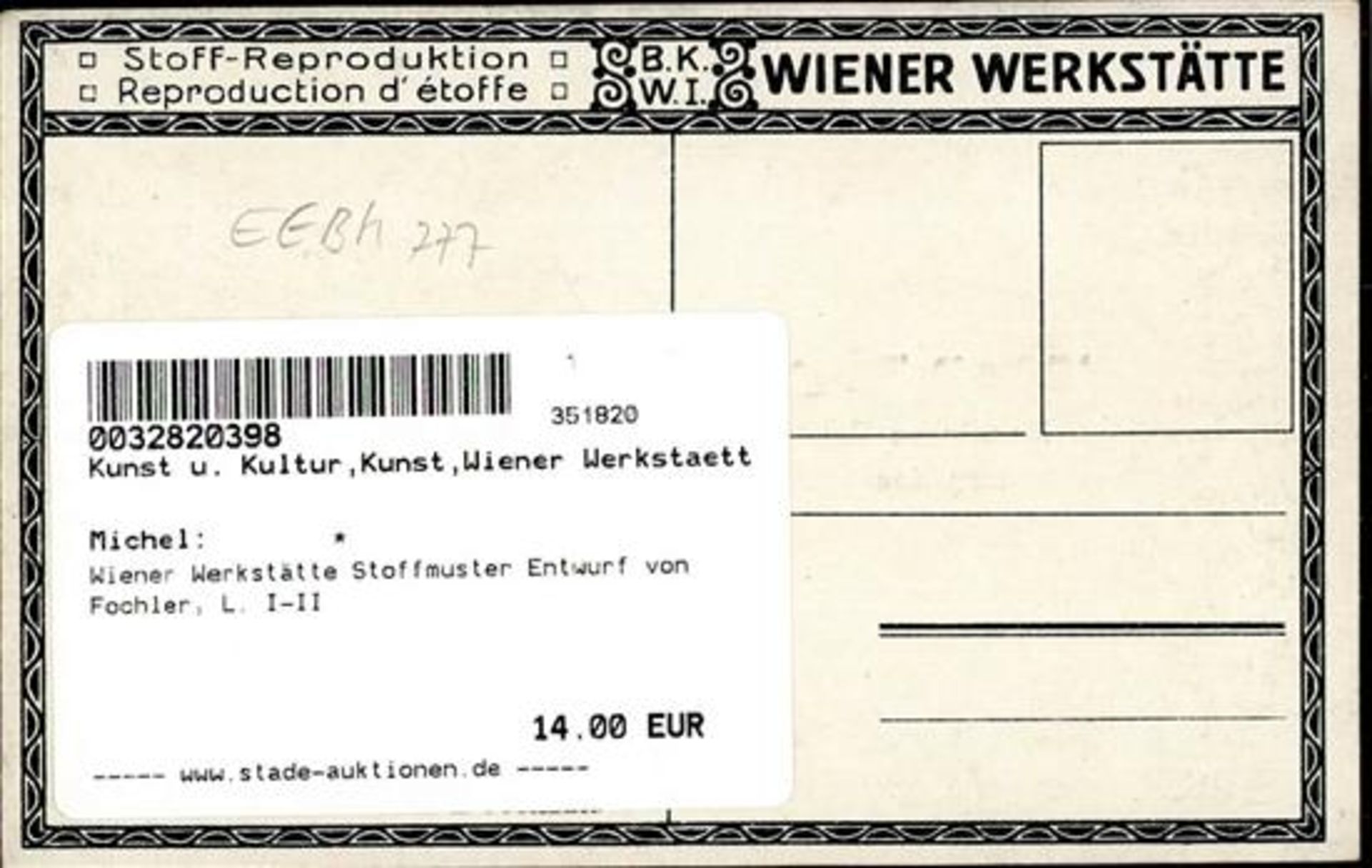 Wiener Werkstätte Stoffmuster Entwurf von Fochler, L. I-II - Bild 2 aus 2