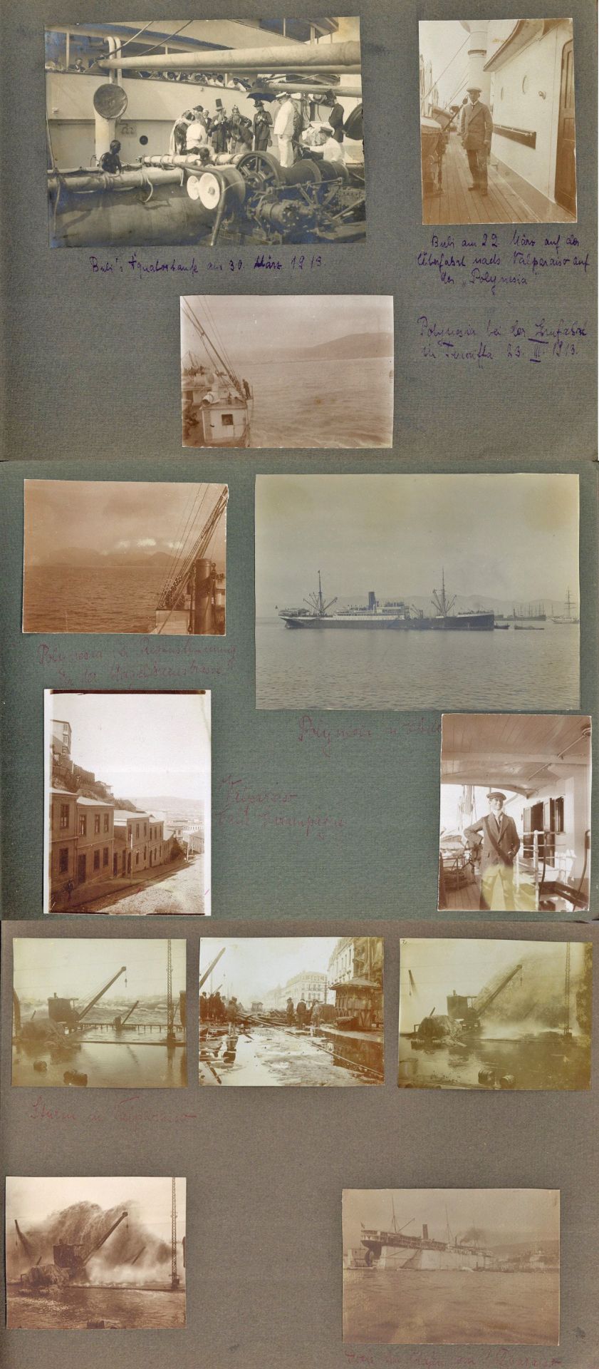 Schiff Privat Fotoalbum mit über 50 Fotos von der Überfahrt der Polynesia nach Valparaiso Chile