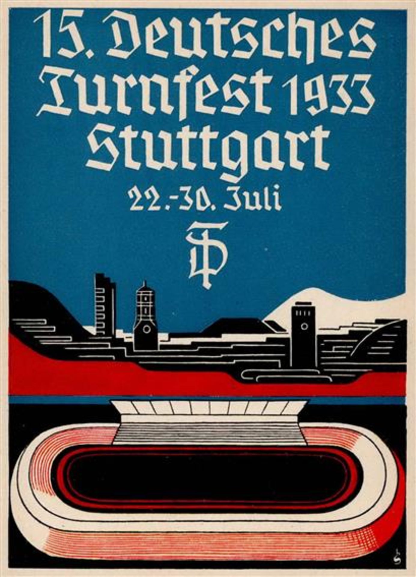 STUTTGART WK II - 15. DEUTSCHES TURNFEST 1933 Festpostkarte 8 sign. Künstlerkarte I
