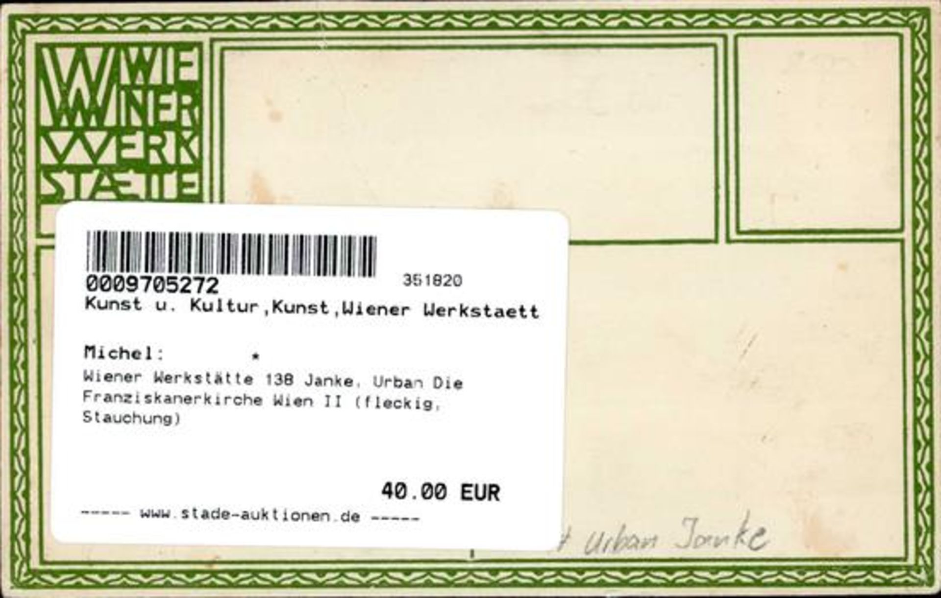 Wiener Werkstätte 138 Janke, Urban Die Franziskanerkirche Wien II (fleckig, Stauchung) - Bild 2 aus 2