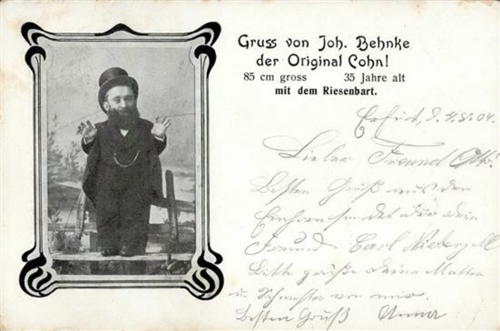 Judaika - COHN - der KLEINE COHN - Gruss von Joh. BEHNKE der Original COHN mit dem Riesenbart I-II
