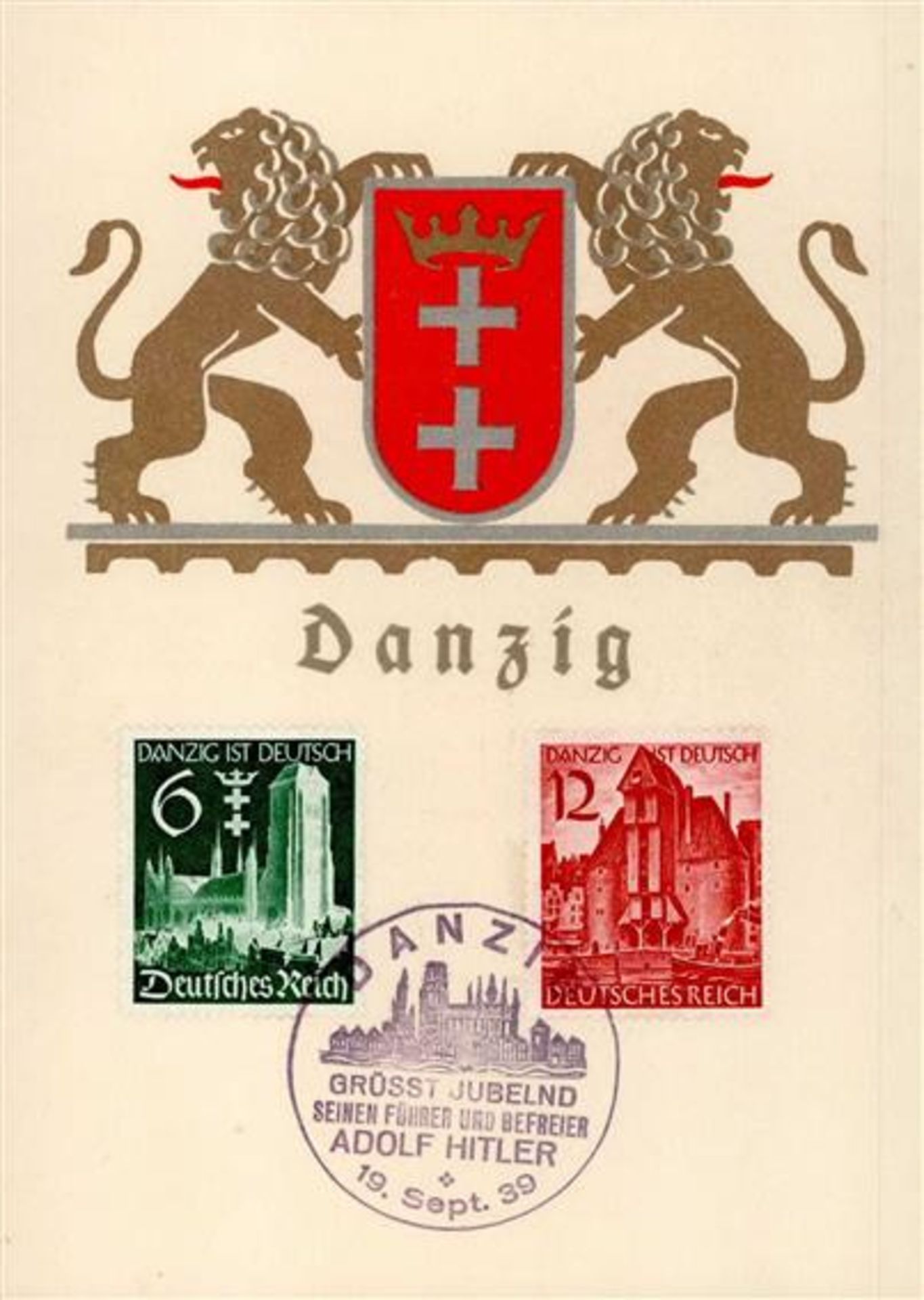 NS-GEDENKBLATT WK II - S-o DANZIG 19.9.1939 I