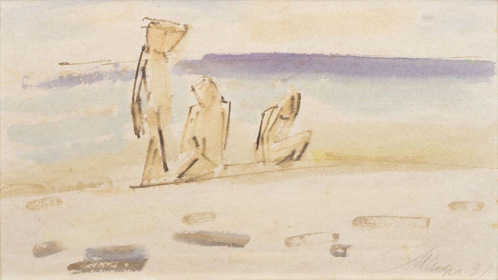 Emil Maetzel (Cuxhaven 1877 - Hamburg 1955). Kinder am Strand.