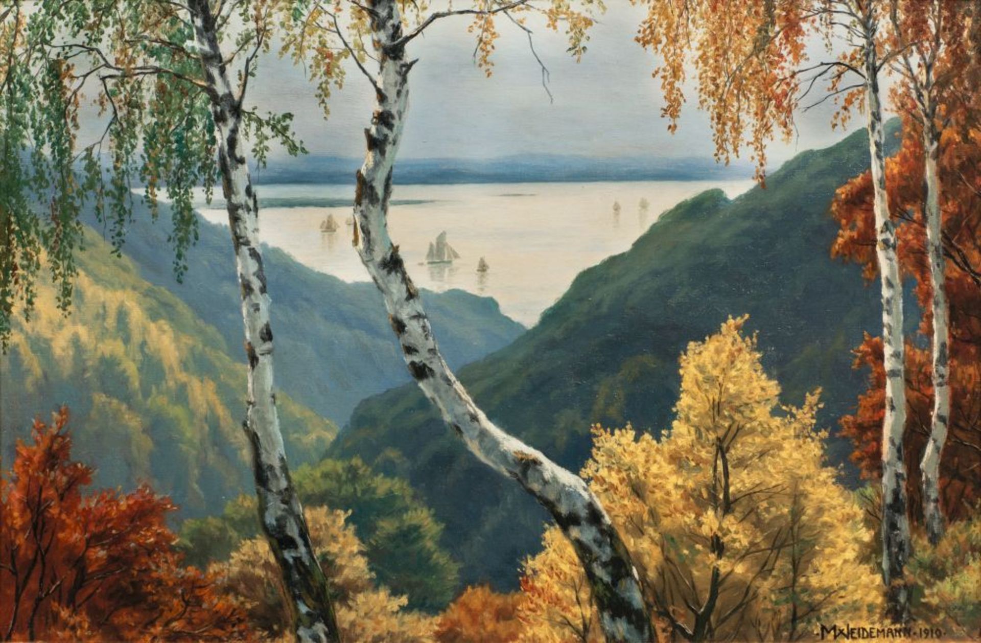 Magnus Weidemann (Hamburg 1880 - Keitum/Sylt 1967). Blick vom Falkenstein auf die Elbe.