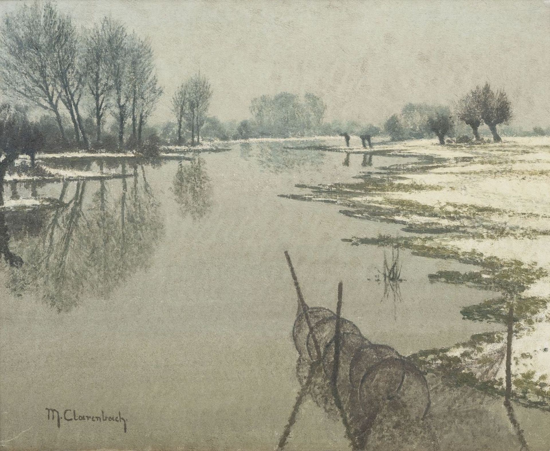 Max Clarenbach (Neuss 1880 - Köln 1952). Winter am Niederrhein.