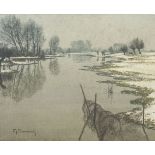 Max Clarenbach (Neuss 1880 - Köln 1952). Winter am Niederrhein.