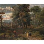 Johannes Glauber (Utrecht 1646 - Schoonhoven um 1726), zugeschr. Arkadische Landschaft mit Tobias un