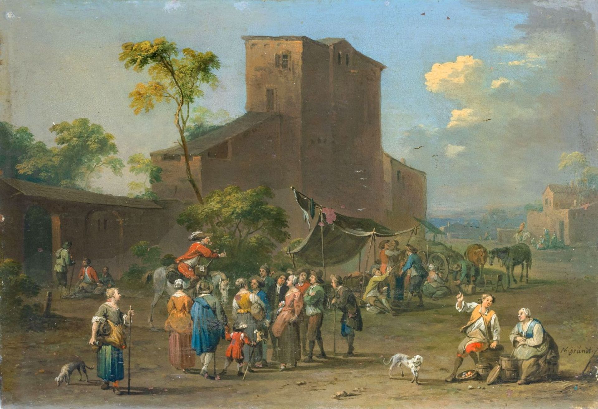 Norbert Grund (Prag 1717 - Prag 1767). Auf dem Markt.