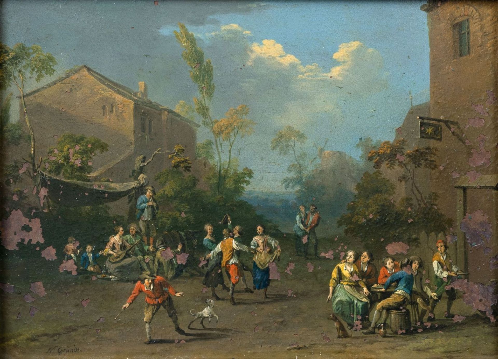 Norbert Grund (Prag 1717 - Prag 1767). Tanz auf dem Marktplatz.