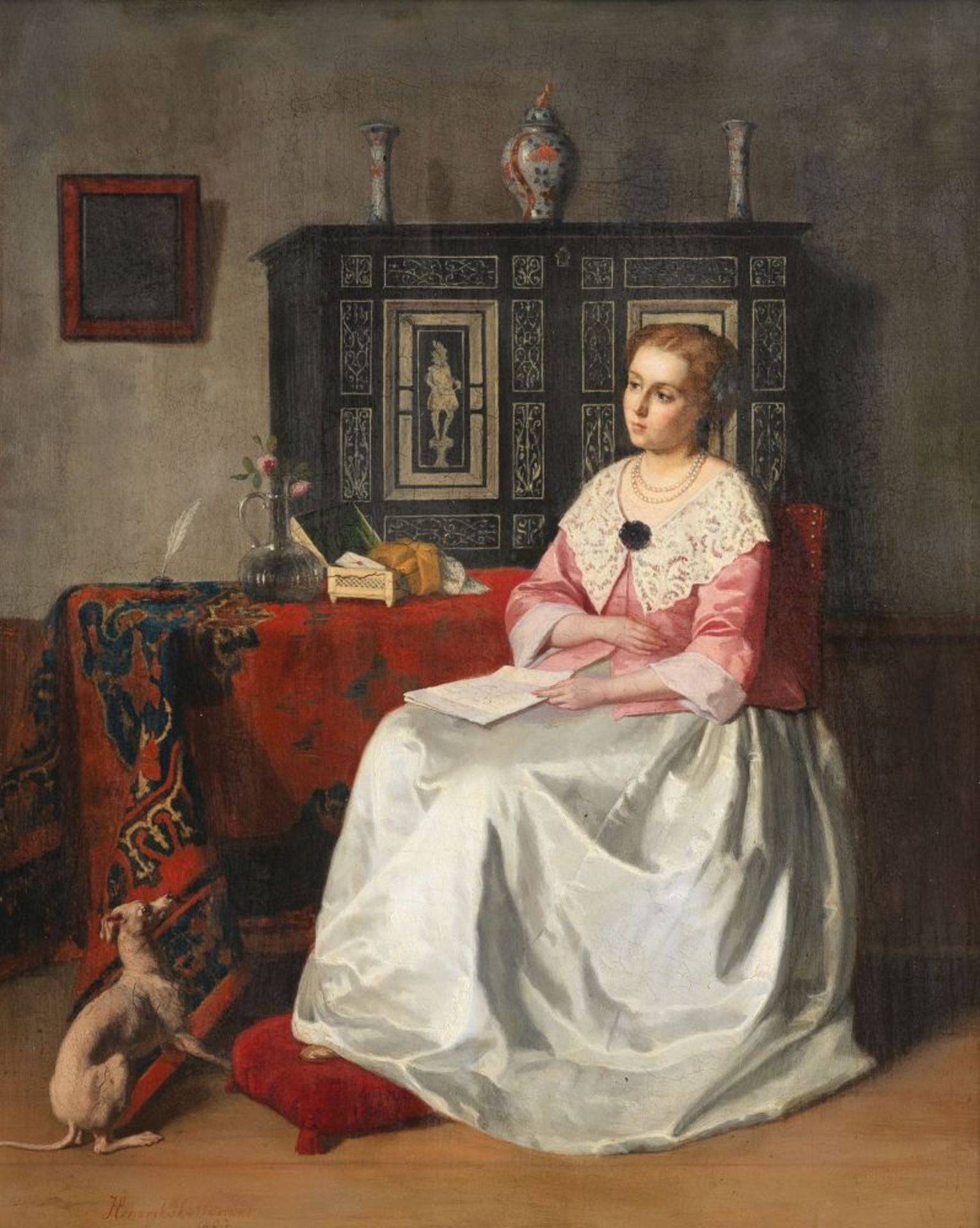 Hendrik Hollander (Leeuwarden 1823 - Amsterdam 1884). Dame mit Brief.