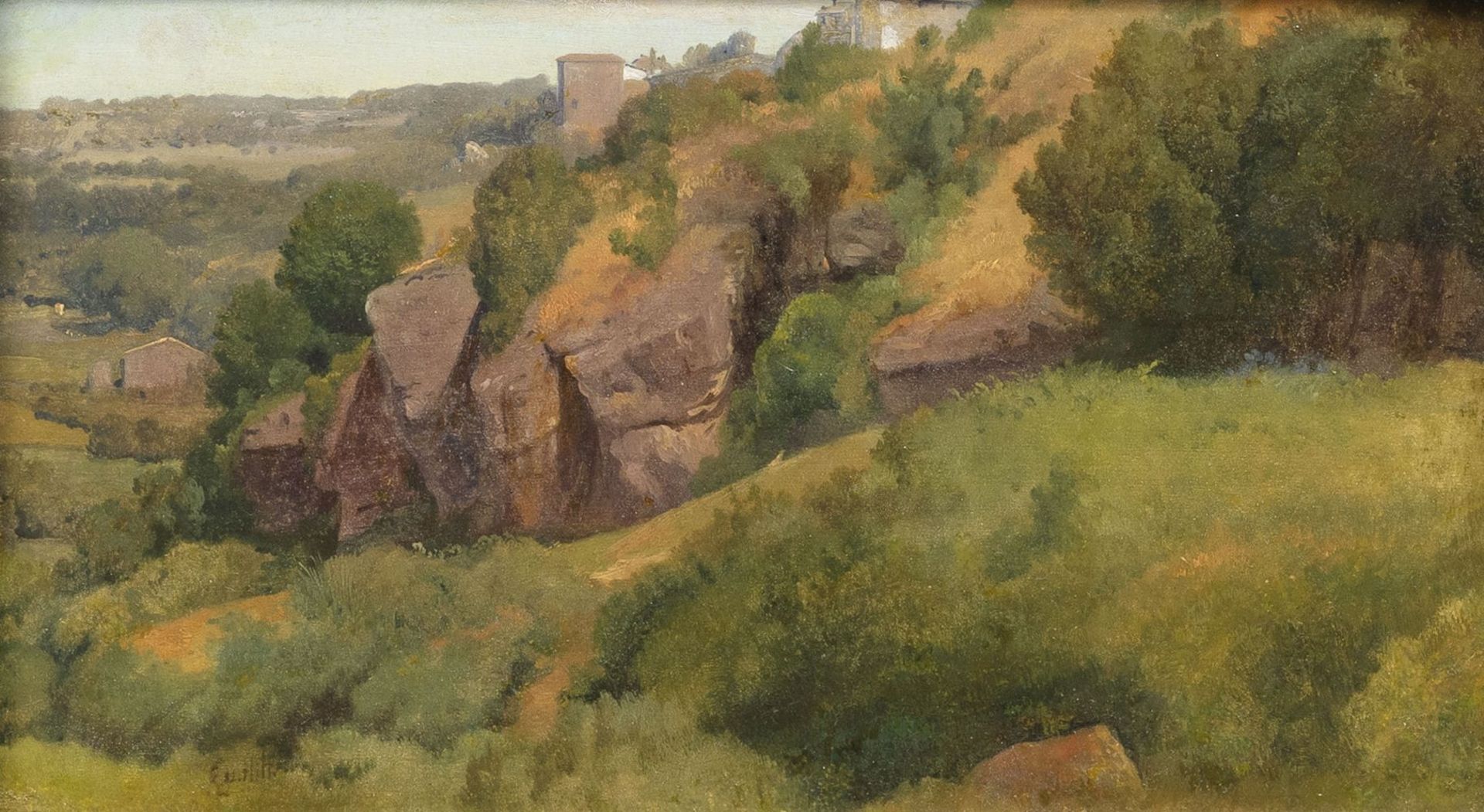 Louis Gurlitt (Altona 1812 - Naundorf 1897). Mediterrane Berglandschaft.