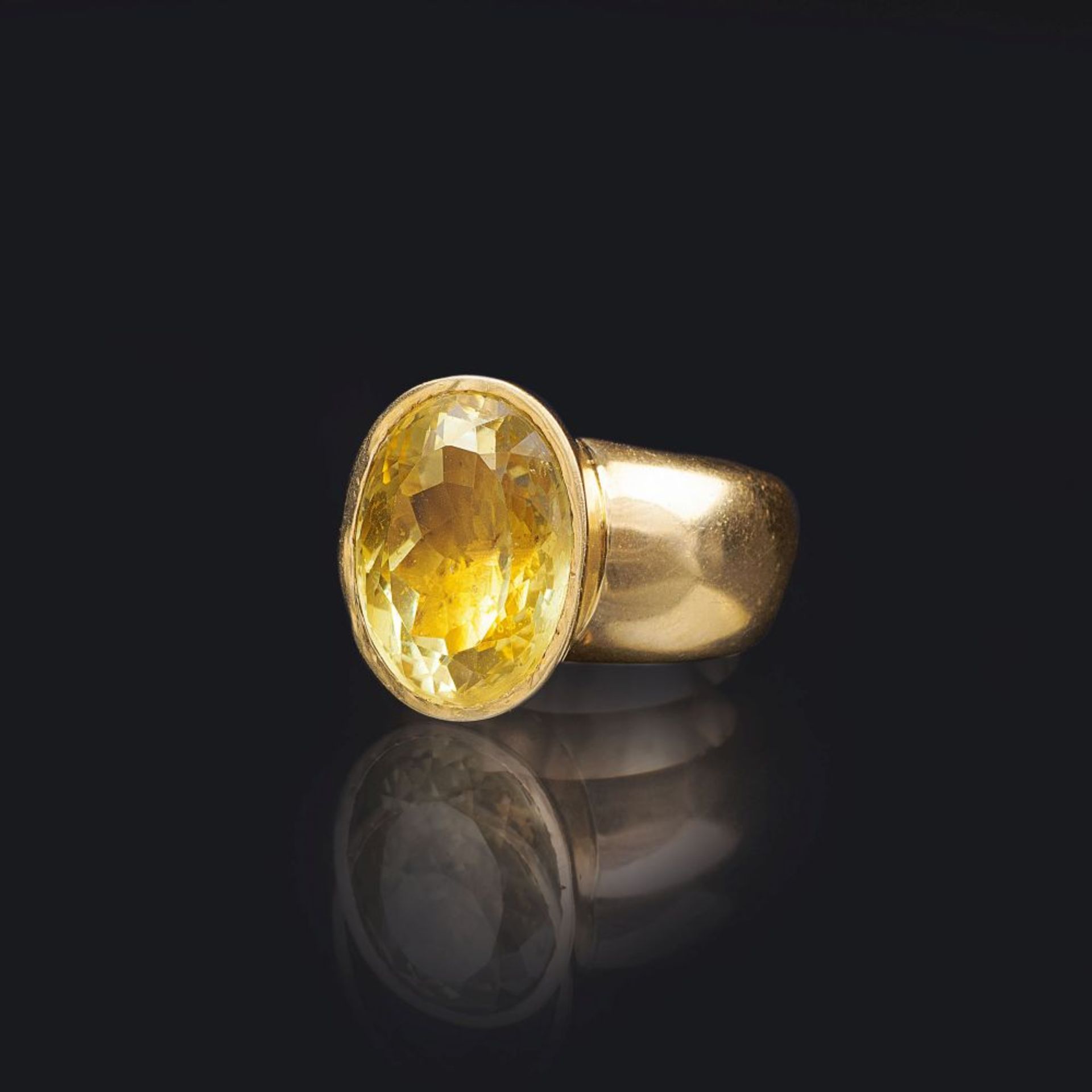 Moderner Lemon-Citrin Gold-Ring.