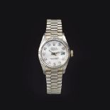 Rolex. Damen-Armbanduhr mit Diamant-Besatz 'Oyster Perpetual Datejust'.