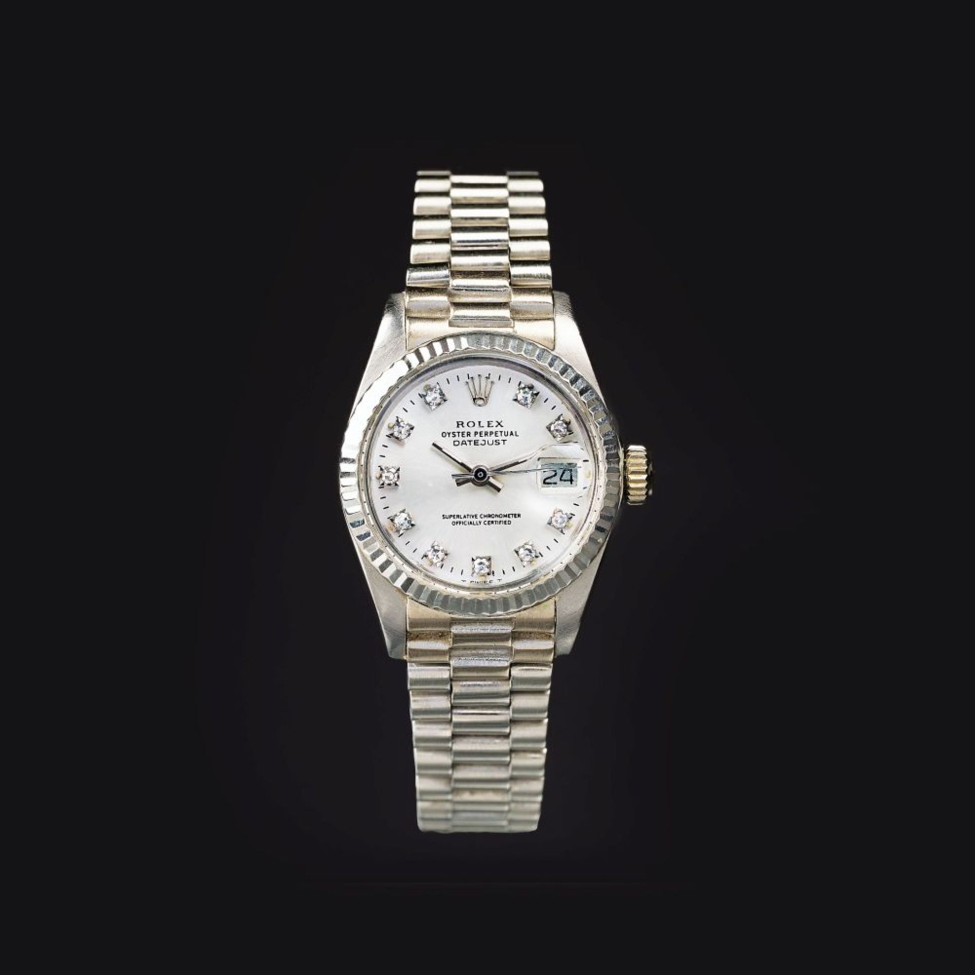 Rolex. Damen-Armbanduhr mit Diamant-Besatz 'Oyster Perpetual Datejust'.