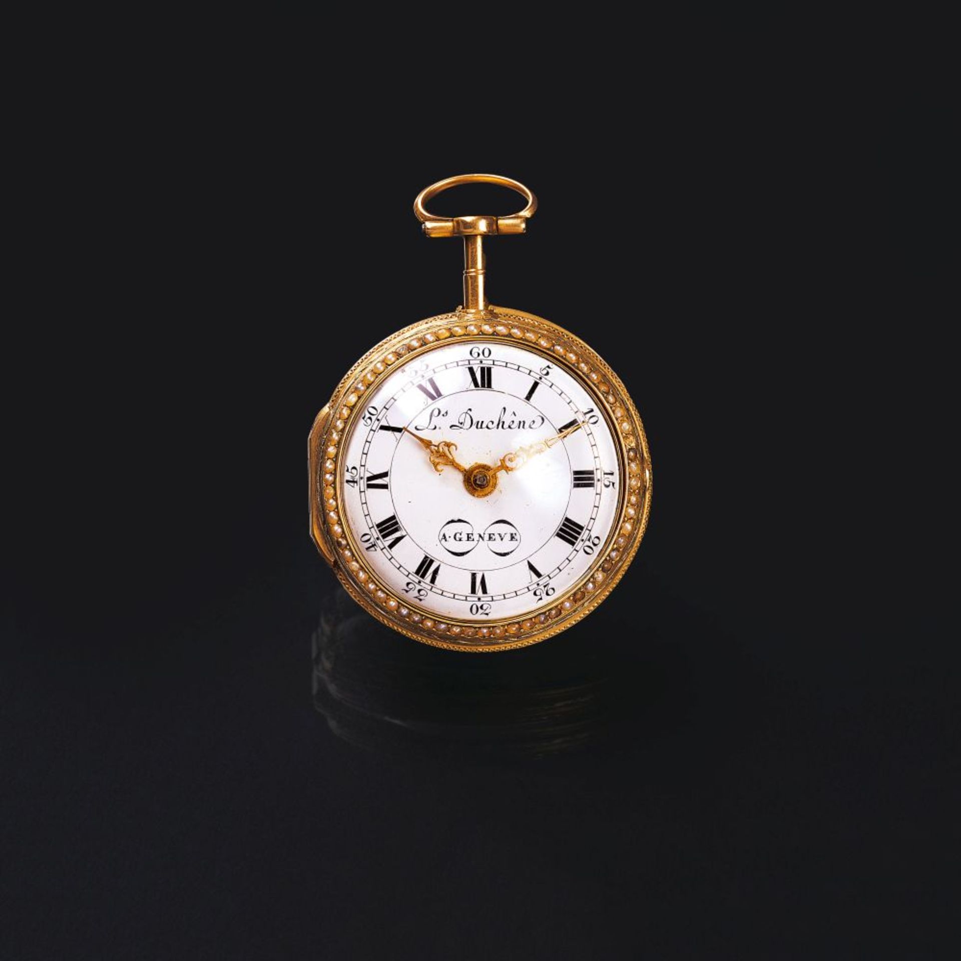 Luigi Duchêne. Spindeltaschenuhr mit feiner Emaille-Malerei. - Image 2 of 2