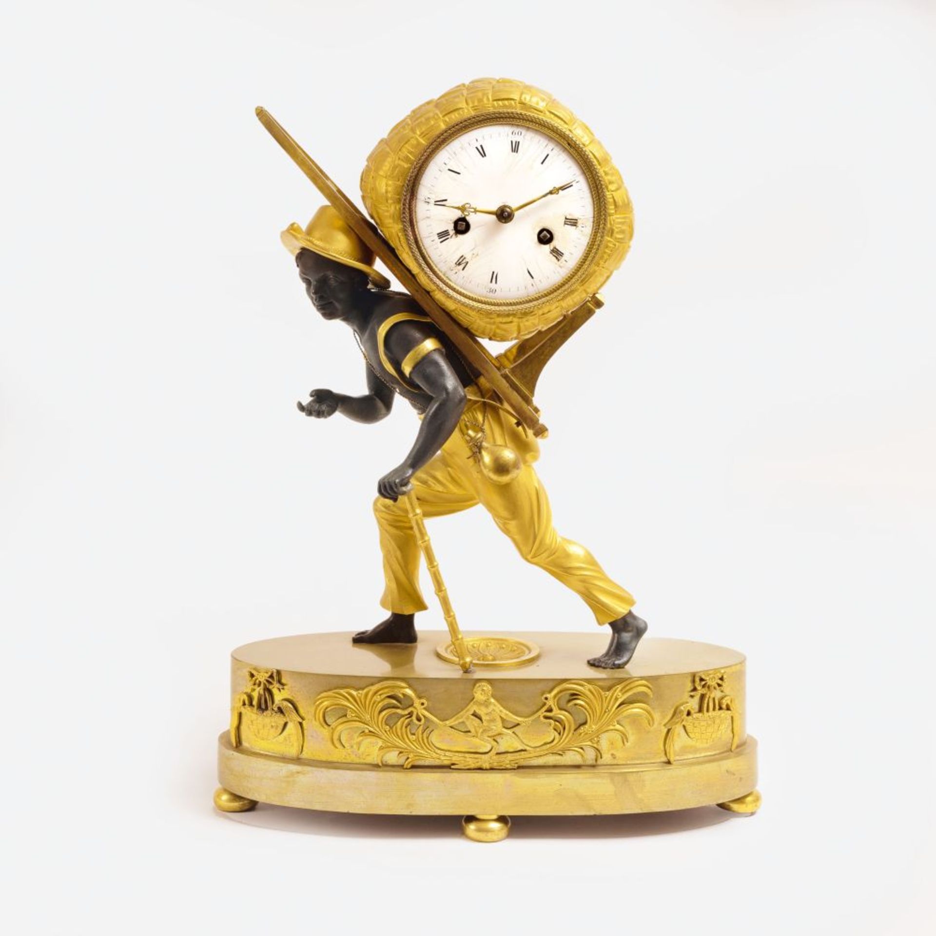 Reiche, Jean-André Bronzier, Paris, active 1752-1817, model. An Empire Pendulum 'Portefaix'.