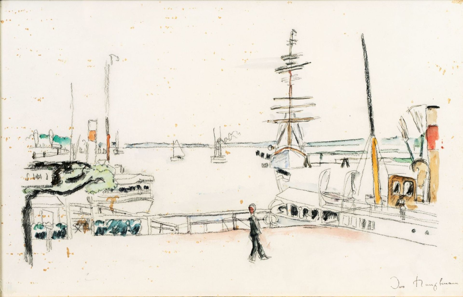 Hauptmann, Ivo (Erkner 1886 - Hamburg 1973). Ships by the Quay.
