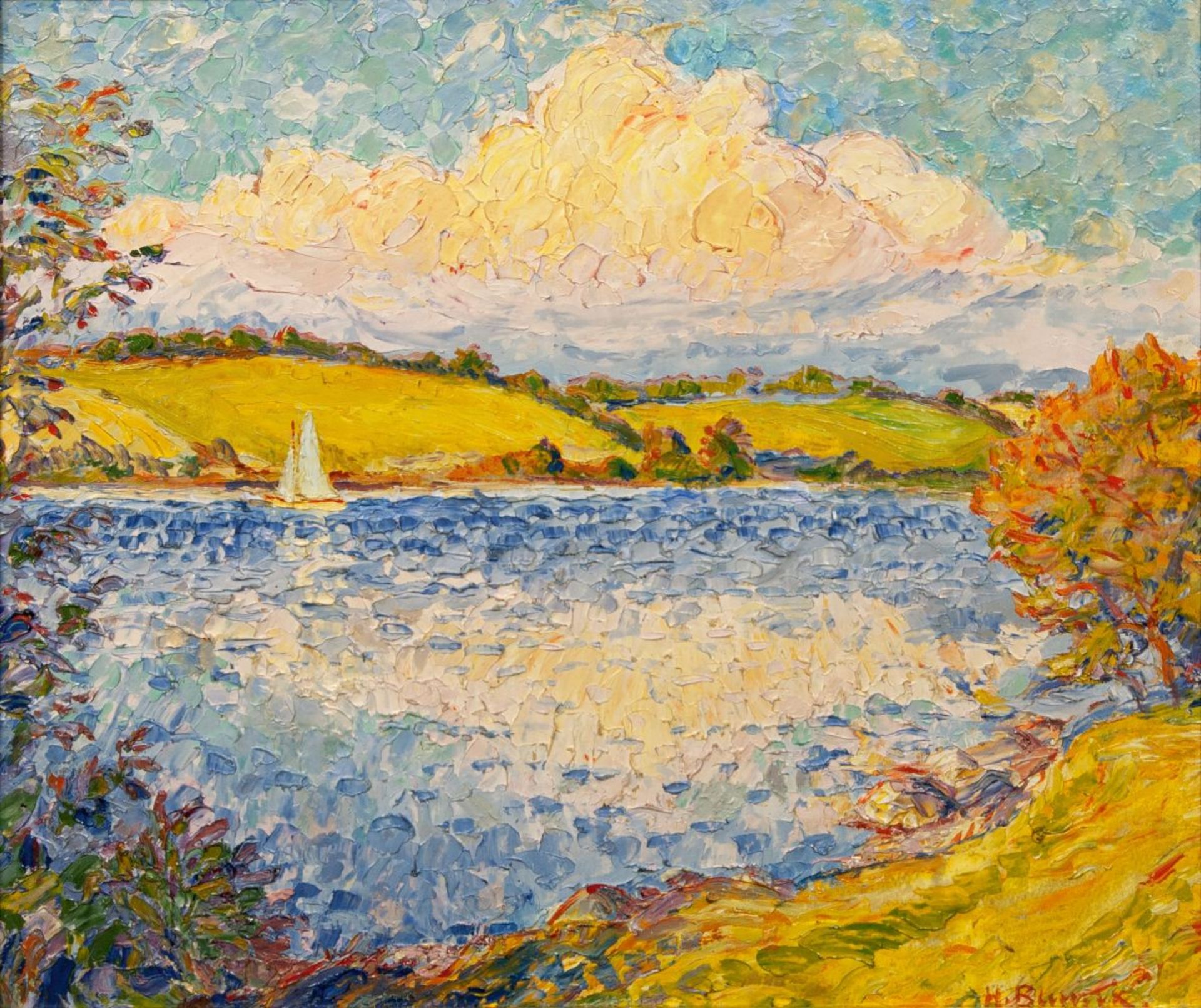 Blunck-Heikendorf, Heinrich (Kiel 1891 - Kiel 1963). Evening Sun - Osbek Bay.