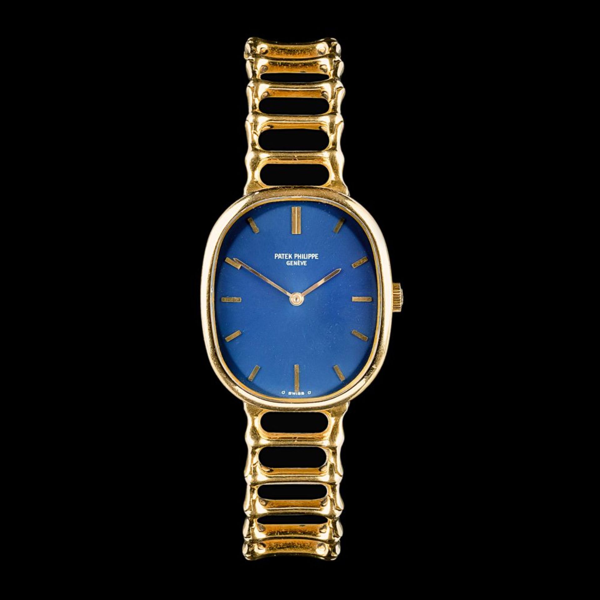 Patek Philippe. Herren-Armbanduhr 'Golden Ellipse Blue Dial' mit Gold-Armband.