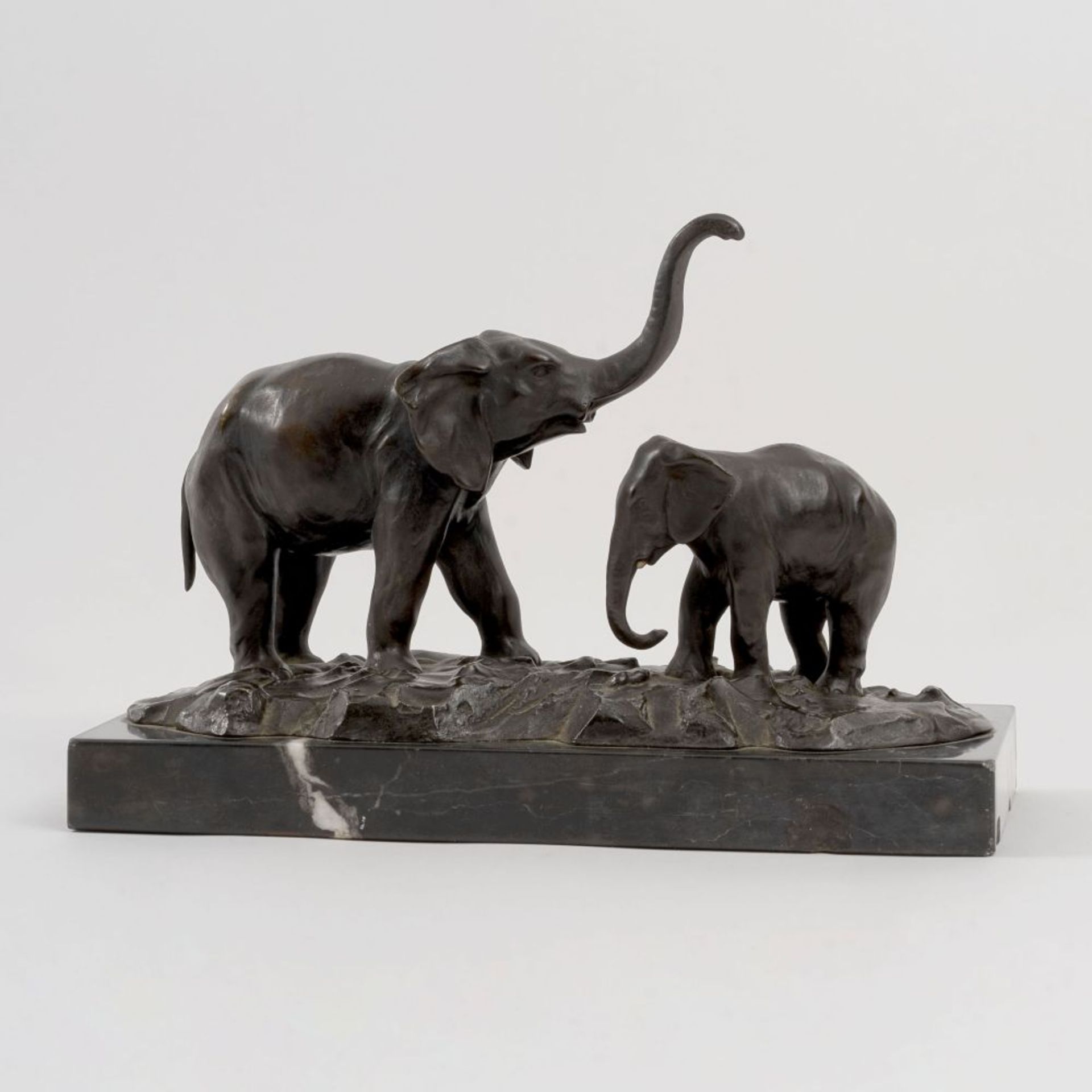 Schmidt-Felling, JuliusPaul (Berlin 1835 - 1920), active c. 1895 - 1930. A Pair of Elephants.