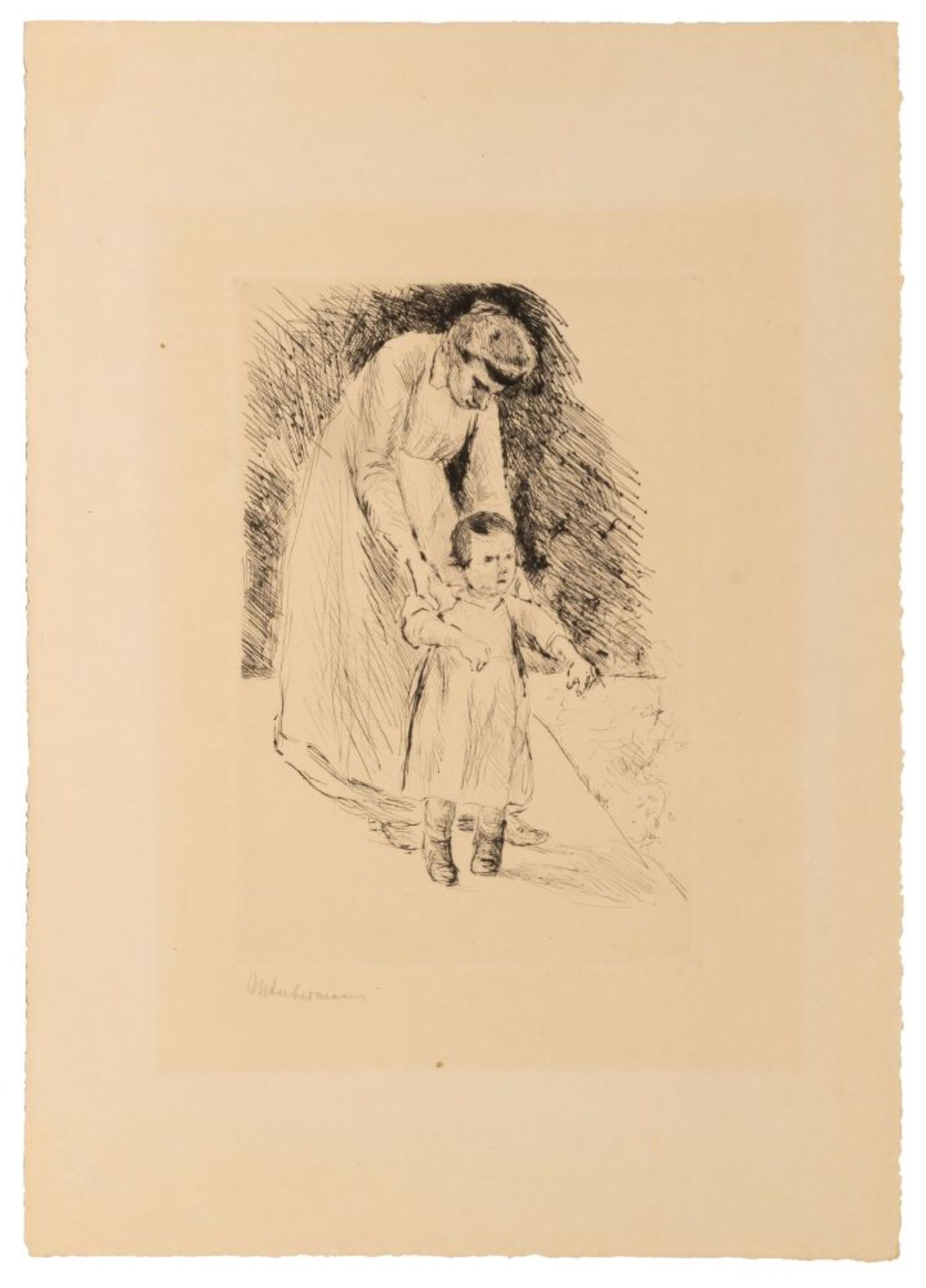 Liebermann, Max (Berlin 1847 - Berlin 1935). Guardian with Standing Child.