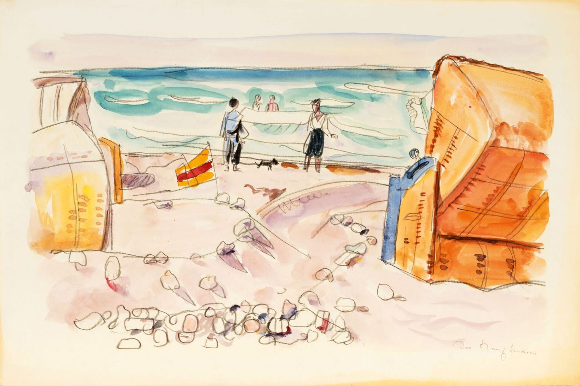 Hauptmann, Ivo (Erkner 1886 - Hamburg 1973). Hiddensee Beach Chairs.