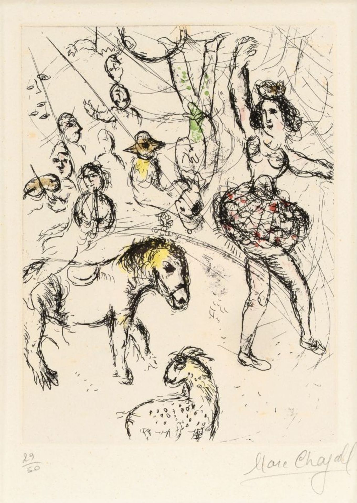 Chagall, Marc (Witebsk 1887 - St.-Paul-de-Vence 1985). Au cirque, le poney.