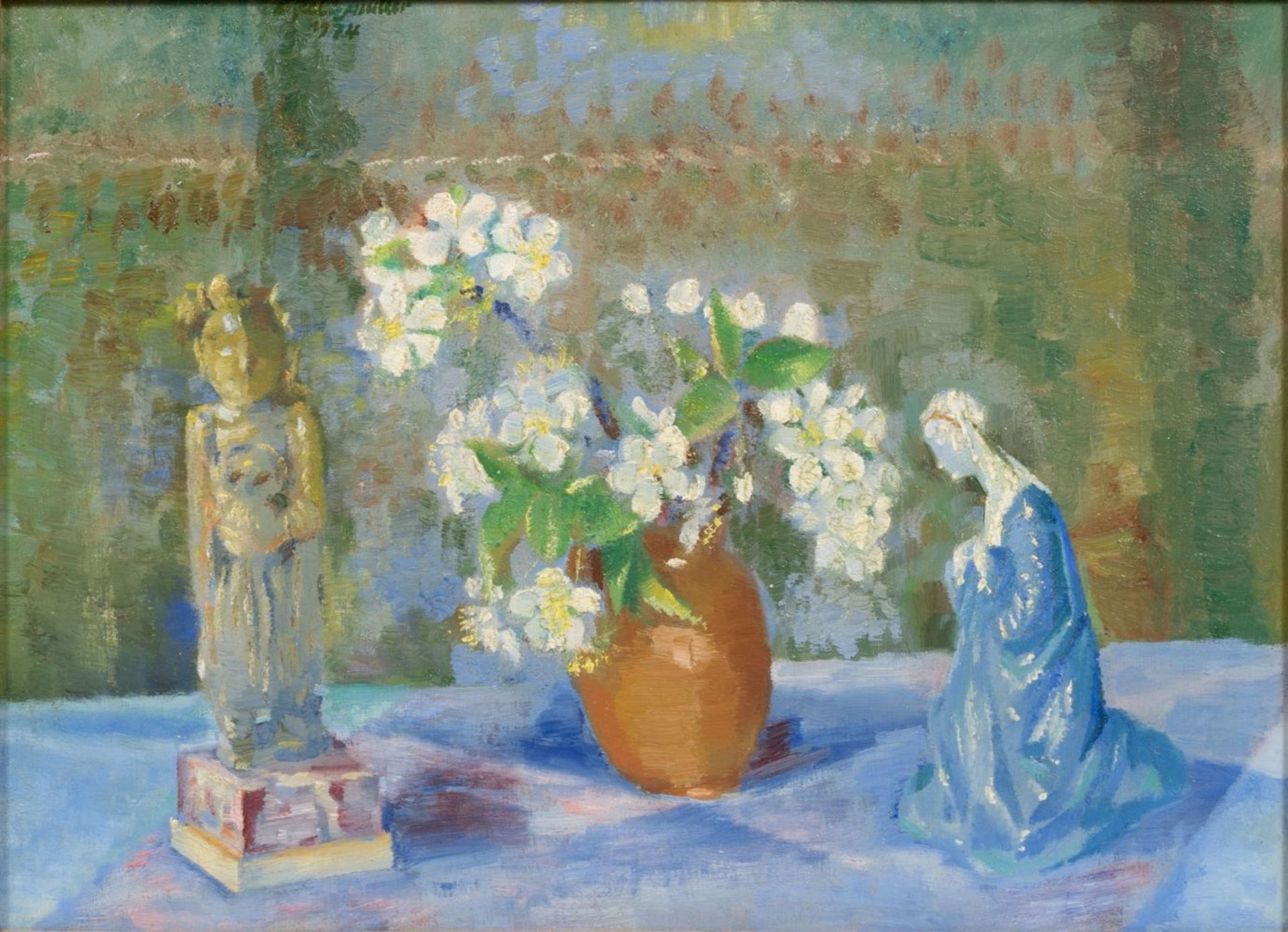 Felixmüller, Conrad (Dresden 1897 - Berlin 1977). Still Life with Flowers and Figures.