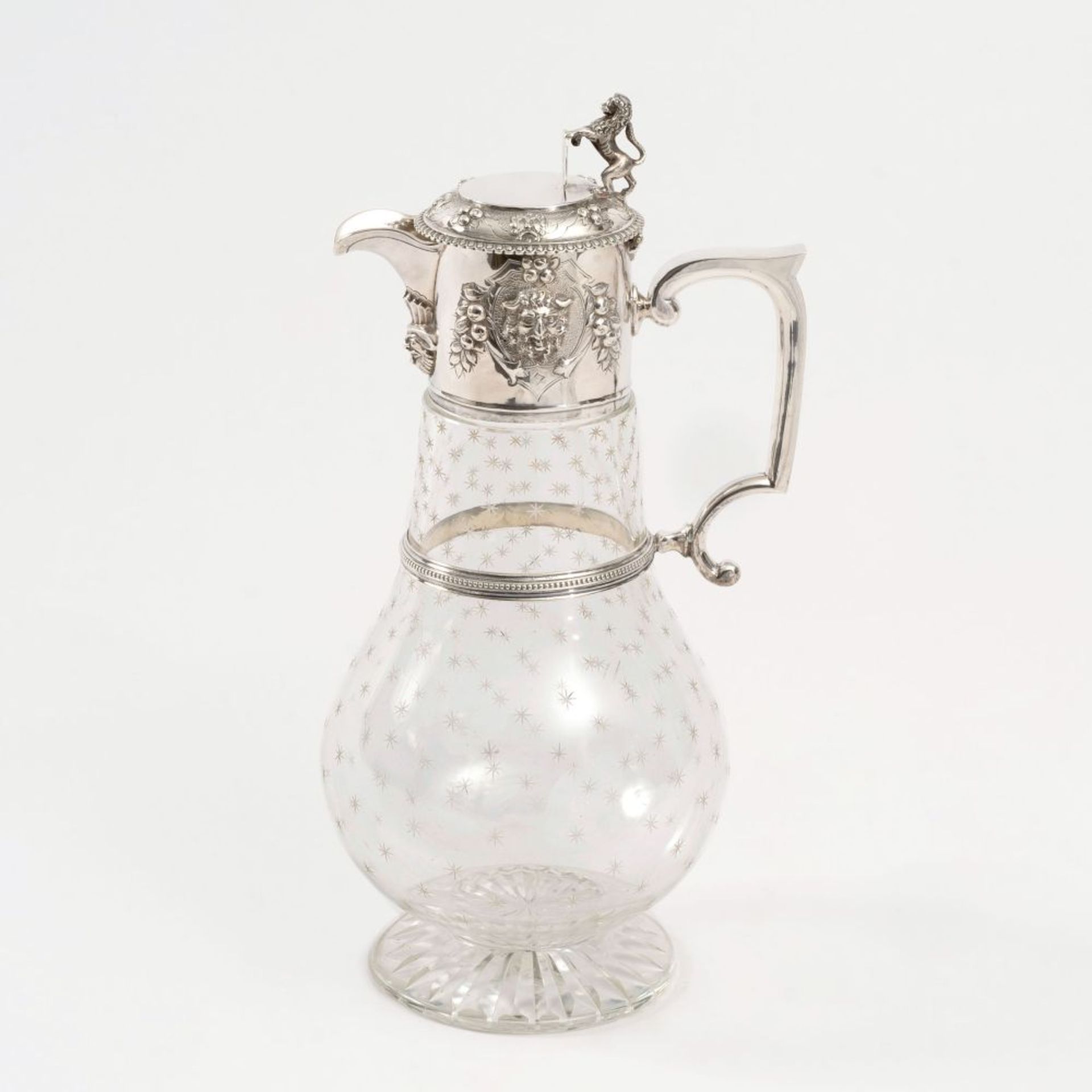 Figg, John Wilmin London, reg. 1834. A Crystal Claret Jug with Silver Mounting.