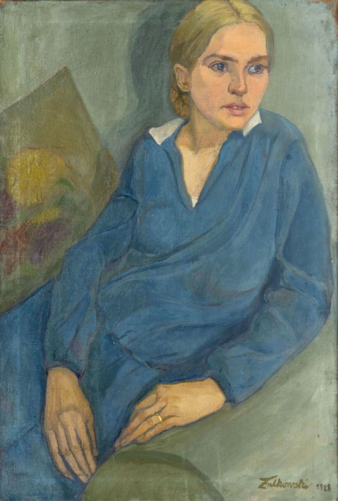 Zulkowski, Reinhold (Bromberg 1899 - Hamburg 1966). Young Lady in Blue.