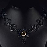 Biedermeier Collier mit Brillant-Rosette, sog. Berliner Eisenschmuck.