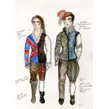 ESTELA WILLIAMS - Costume Design: 'The Rover II' - Watercolor, ink, and colored pencils on paper