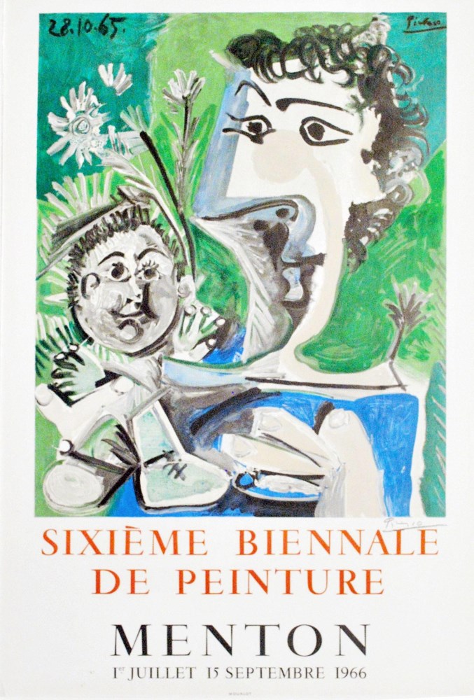 PABLO PICASSO - Sixieme Biennale de Peinture - Color lithograph and collotype