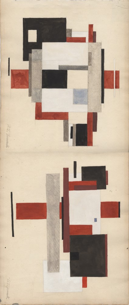 ILYA CHASHNIK - Suprematist Compositions - Watercolor and pencil drawings on paper
