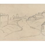 L. S. LOWRY - Street Scene with Factories - Pencil drawing on paper