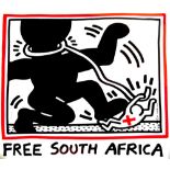 KEITH HARING - Free South Africa - Color offset lithograph